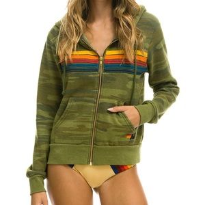 Aviator Nation Camo 5 Stripe Hoodie Size Small